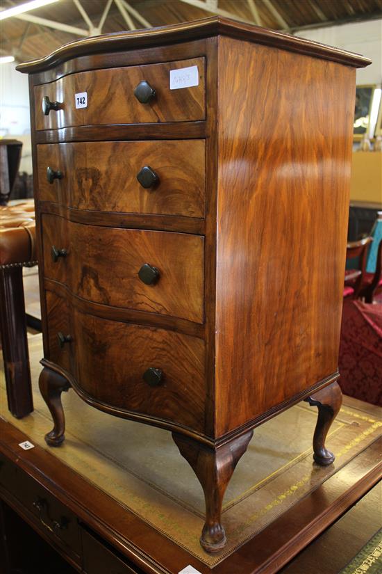 Walnut serpentine from chest of drawers